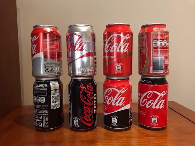 Lata, Coca Cola Zero, Light e senza caffeina