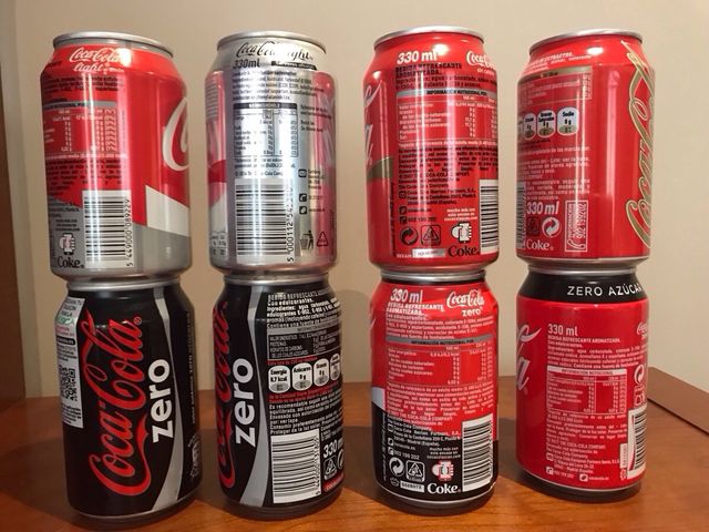 Lata, Coca Cola Zero, Light e senza caffeina