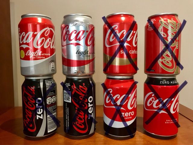 Lata, Coca Cola Zero, Light e senza caffeina