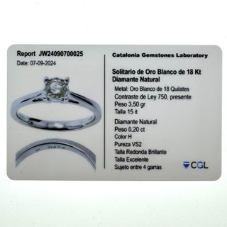 Anillo de oro 18 quilates con Diamante Natural