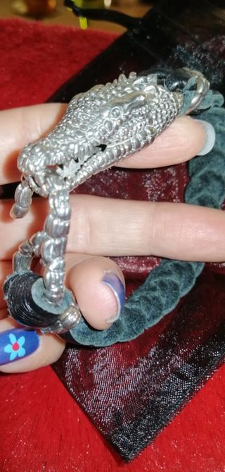 Exclusiva pulsera hombre cocodrilo plata ley piel