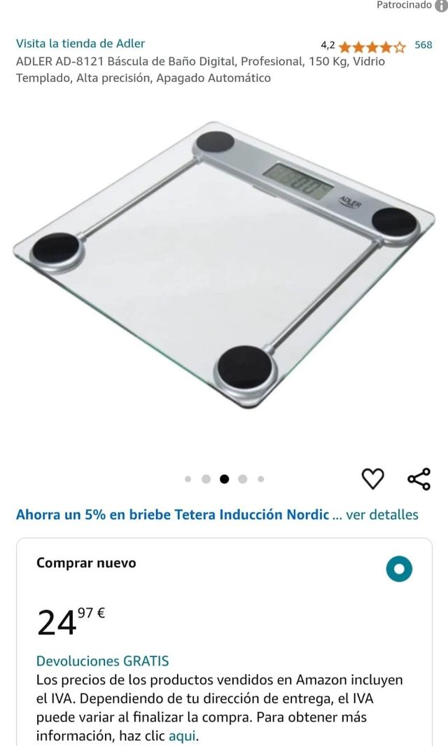 Báscula digital de baño Adler