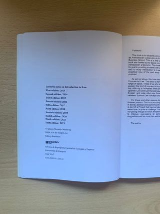Lecture notes on introduction to law - I. Moralejo