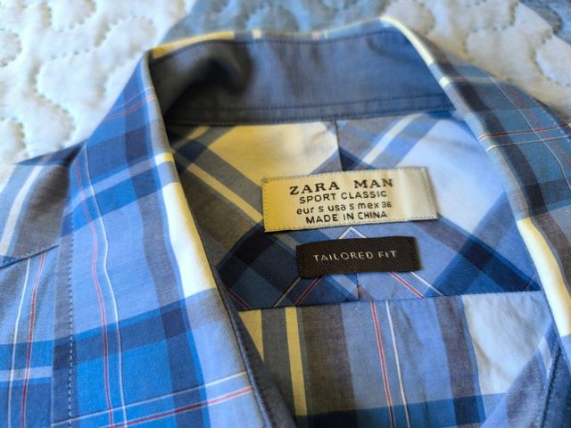 Camisa larga cuadros zara