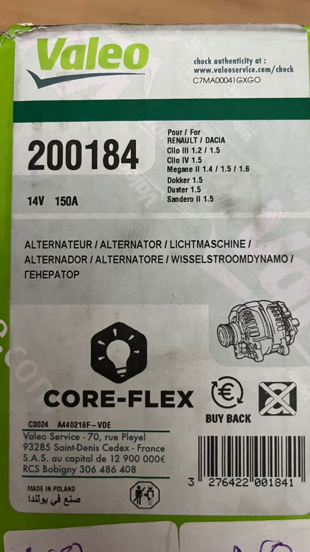 Alternador Valeo 200184