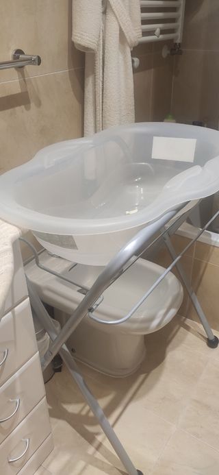 Bañera bebe con soporte y desagüe