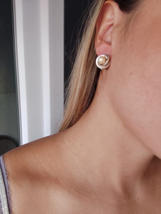 Pendientes plata perla vintage