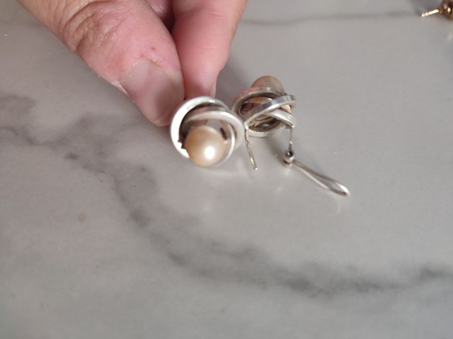 Pendientes plata perla vintage