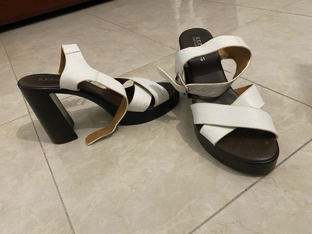 Sandali pelle bianchi  con tacco alto