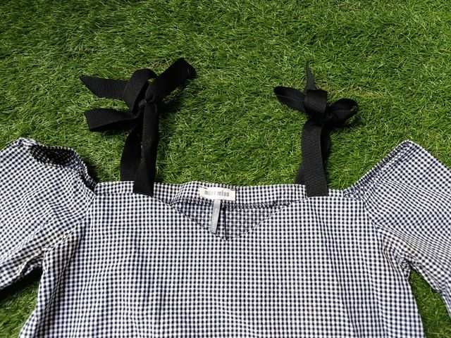 CHOLLO camisa de cuadros Vichy con lazo