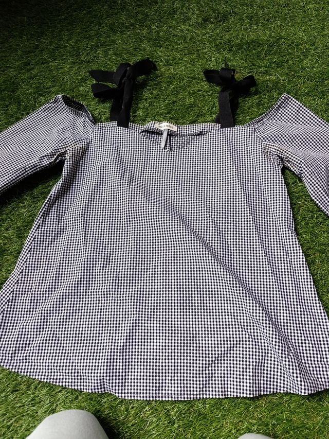 CHOLLO camisa de cuadros Vichy con lazo