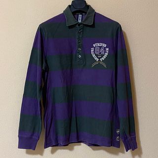 GAS Maglia Polo Manica Lunga Righe Viola Nero Y2K
