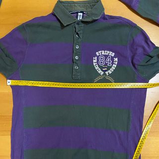 GAS Maglia Polo Manica Lunga Righe Viola Nero Y2K