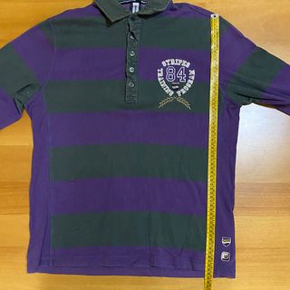 GAS Maglia Polo Manica Lunga Righe Viola Nero Y2K