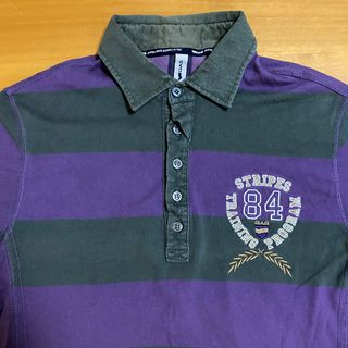 GAS Maglia Polo Manica Lunga Righe Viola Nero Y2K