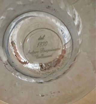 6 calici blu cristallo soffiato bocca