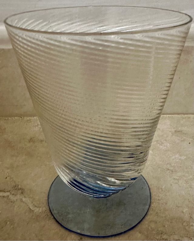 6 calici blu cristallo soffiato bocca