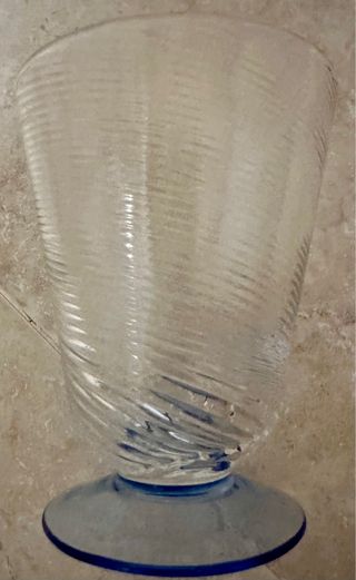 6 calici blu cristallo soffiato bocca