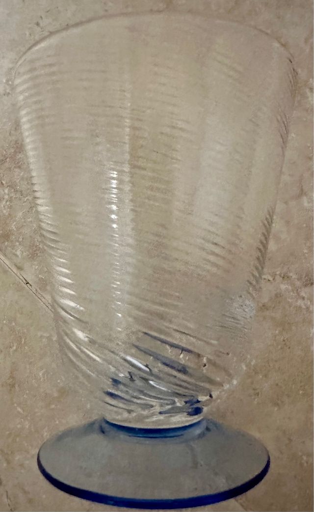 6 calici blu cristallo soffiato bocca