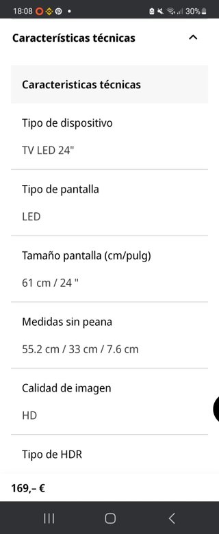Tv nevir 24 pulgadas Sin usar