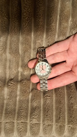 Reloj tous plata con osito rosa