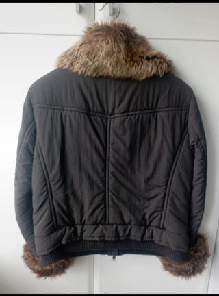 Cazadora mujer con apliques piel.Zara