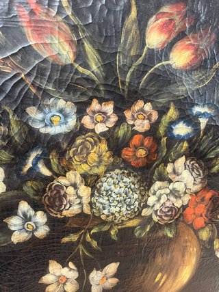 Bodegón floral con pájaro (firmado por Montoya).