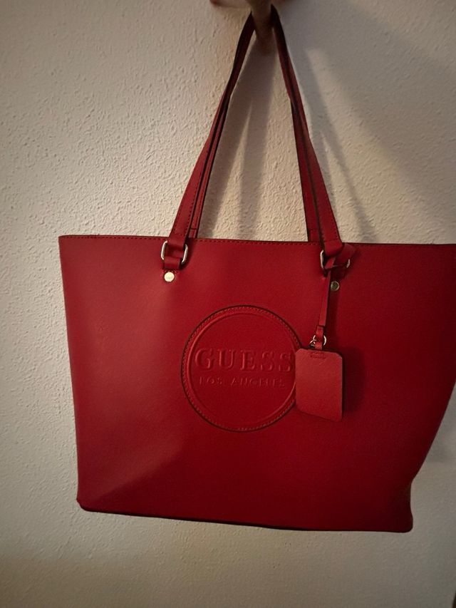 Bolso shopper rojo Guess