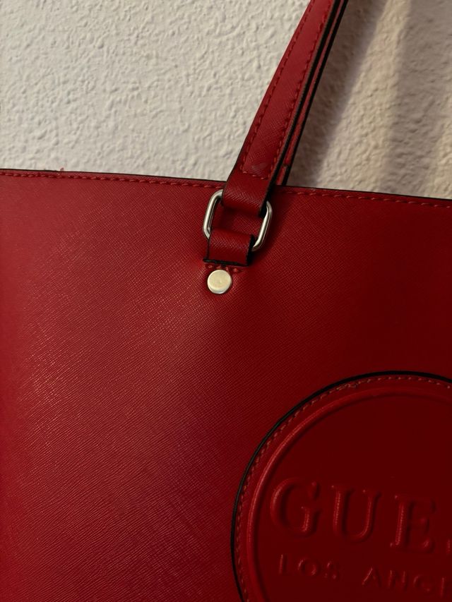 Bolso shopper rojo Guess