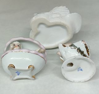Lotto 3 statuette bomboniere vintage in porcellana