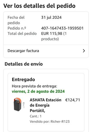 ASHATA ESTACIÓN ENERGÍA PORTÁTIL (150€ nueva)