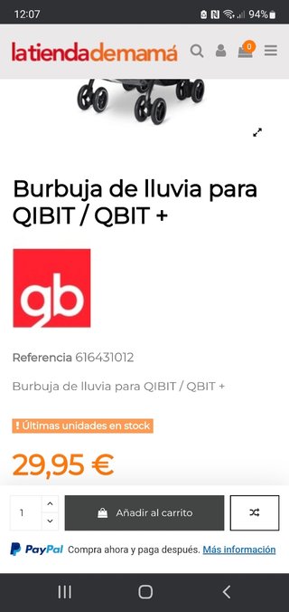 Carro silla de paseo GB QBIT+ y accesorios.