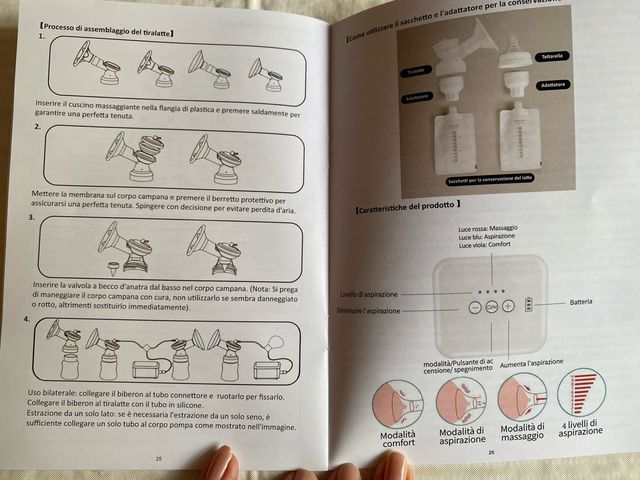 Tiralatte elettrico portatile e 90 assorbilatte