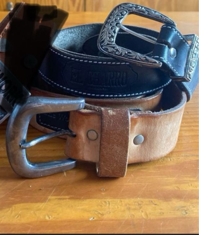 2 x Cinturones vintage piel Liberto y El Charro