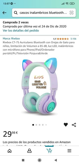 Auriculares Bluetooth niña