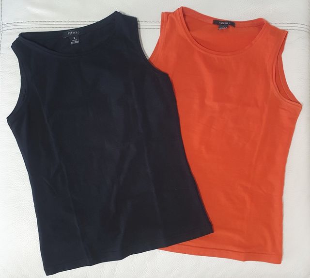 Lote 2 camisetas sin mangas negra-naranja Sfera XS