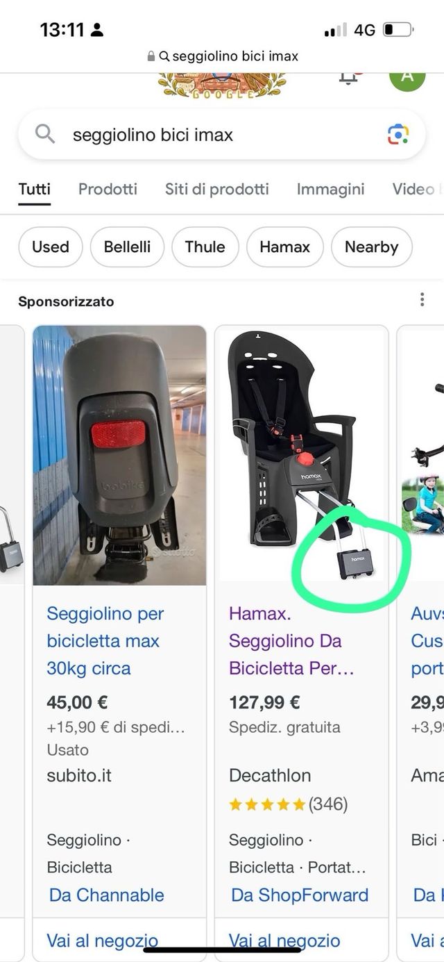 Seggiolino bici posteriore