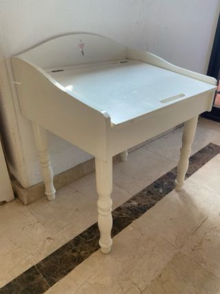 Pupitre escolar madera blanca con cajon