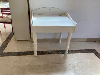 Pupitre escolar madera blanca con cajon