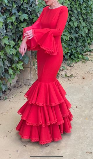 Traje de flamenca rojo mujer
