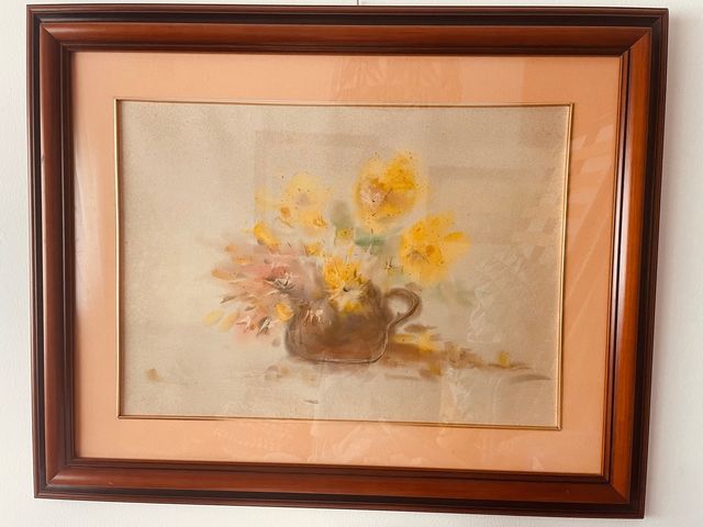 Cuadro acuarela flores amarillas 