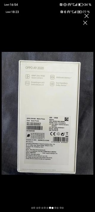 Móvil OPPO a9 2020 pantalla rota
