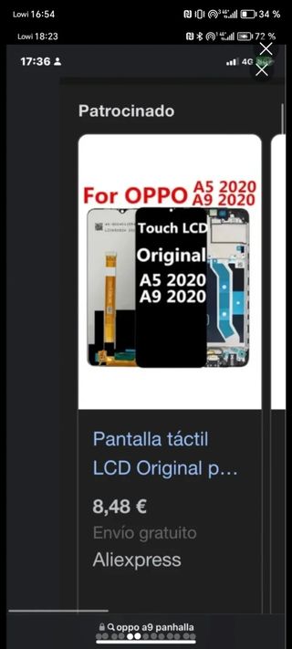 Móvil OPPO a9 2020 pantalla rota