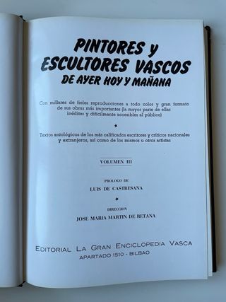III. PINTORES Y ESCULTORES VASCOS. Libro