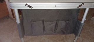 Mesa cocina camping con almacenamiento