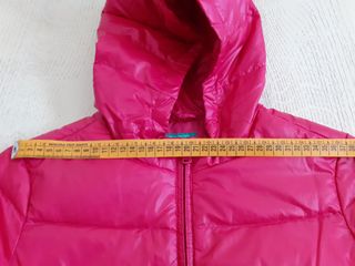 Piumino bambina con cappuccio Benetton Fucsia
