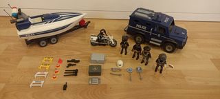 Playmobil Coche policía lancha Remolque