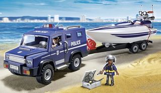 Playmobil Coche policía lancha Remolque
