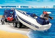 Playmobil Coche policía lancha Remolque