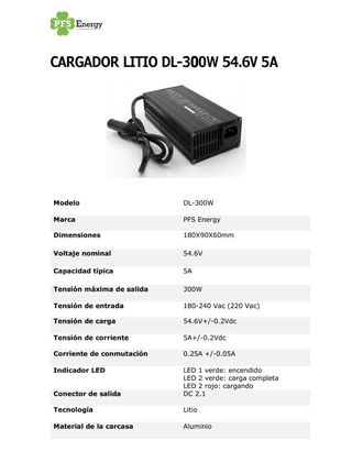 Cargador de Baterías de Litio 54,6 V